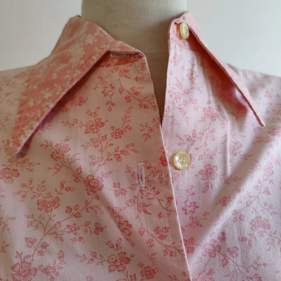 Vintage Button Down Floral Shirt / Pink Two Tone / Sears / Small - Picture 2 of 8